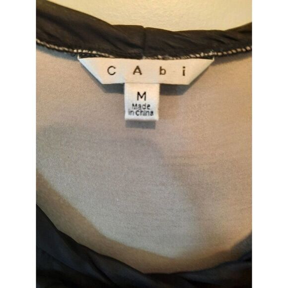 CAbi -Black Sheer Chiffon Overlay Sleeveless Jeweled Bubble Tank Top #155 MEDIUM - Picture 2 of 4